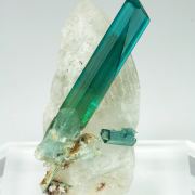 Elbaite (variety indicolite) on Quartz