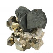 Chalcopyrite on Pyrite with Quartz and Dolomite