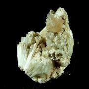 Powellite on Scolecite with Apophyllite