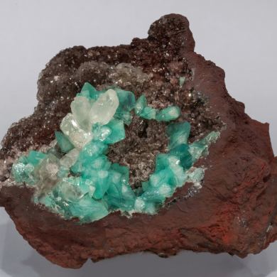 Adamite (variety Cu-bearing adamite) with Calcite