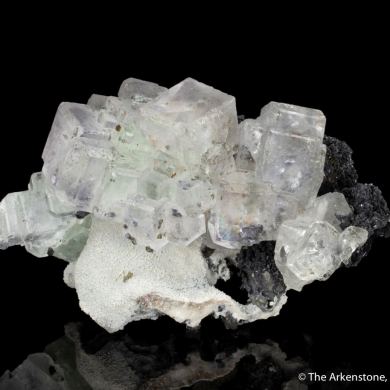 Fluorite on Quartz with Galena and Chalcopyrite 