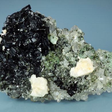 Babingtonite, Prehnite and Quartz