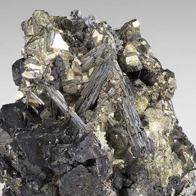 Jamesonite with Pyrite, Sphalerite