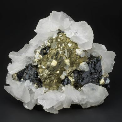Pyrite and Sphalerite with Calcite