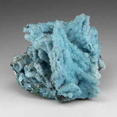 Chrysocolla pseudomorph with Malachite, Quartz