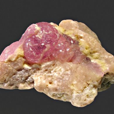 Elbaite (variety rubellite) with Calcite