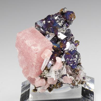 Rhodochrosite with Galena, Chalcopyrite, Bornite, Quartz