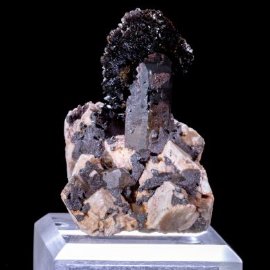 Goethite Spray on Smoky Quartz & Microline Mineral Specimen from Colorado