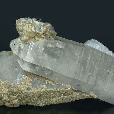 Quartz with Siderite, Pyrite, Ferberite and Fluorapatite
