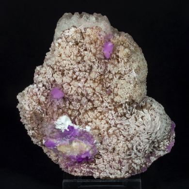 Talmessite coating Calcite and with Calcite (variety Co-bearing calcite)