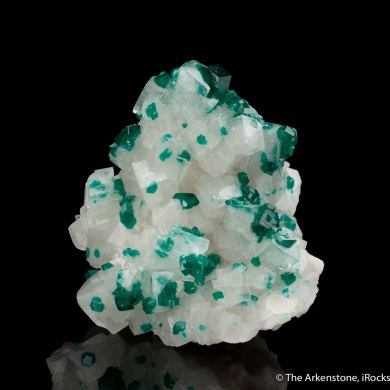Dioptase on and included within Calcite