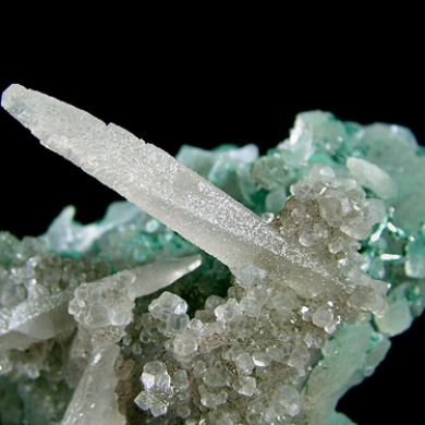 Calcite on Quartz with Celadonite