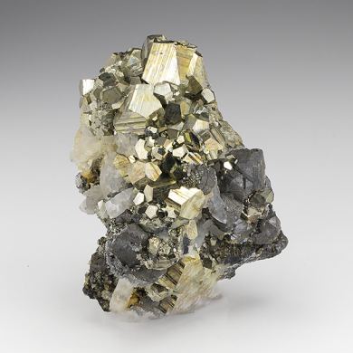 Pyrite with Galena, Calcite, Quartz