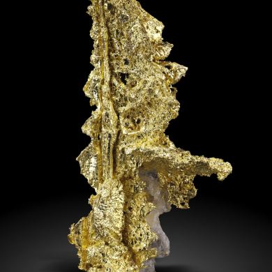 Gold (spinel twin) with Quartz
