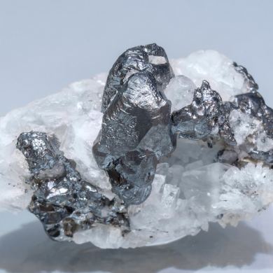 Acanthite with Calcite