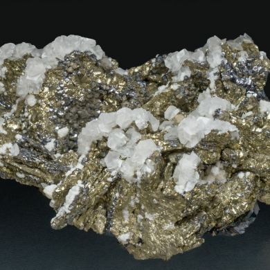 Pyrite after Pyrrhotite with Galena and Calcite