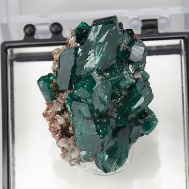 Dioptase with Cerussite, Calcite