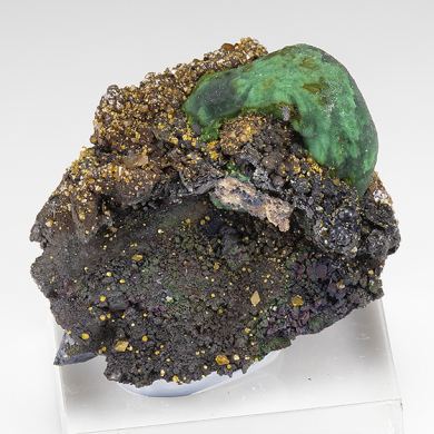 Malachite after Azurite with Wulfenite