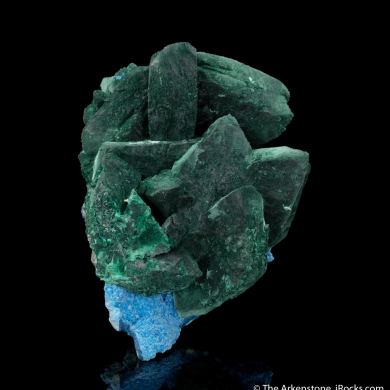 Malachite ps. Azurite on Plancheite