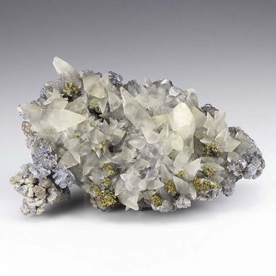 Calcite with Chalcopyrite, Galena