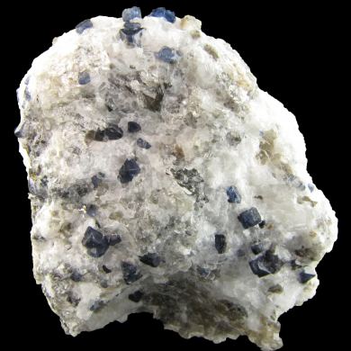 Blue Spinel in calcite with Mica