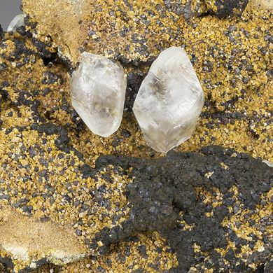 Calcite with Dolomite, Goethite after Pyrite