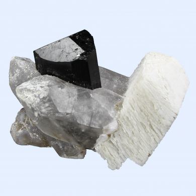 Schorl on Quartz with Microcline