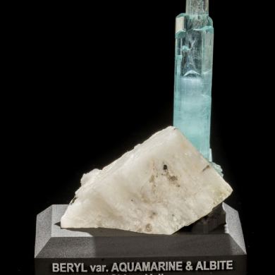 Stepped Aquamarine on Albite from Shigar Valley, Pakistan