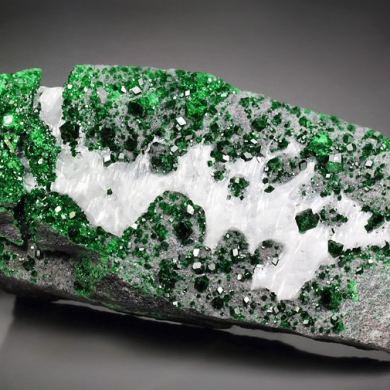 gemmy GARNET var. UVAROVITE, CALCITE