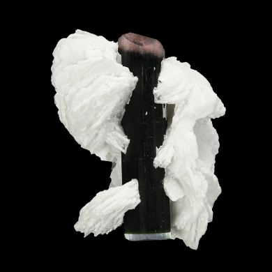 Tourmaline (doubly-terminated) with Albite