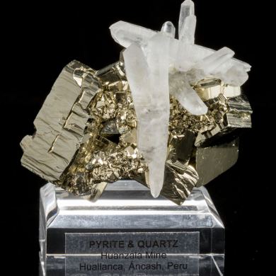 Quartz on Pyrite from Peru