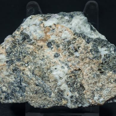 Wulfenite (variety chillagite) with Baryte, Fluorite, Cerussite and Galena