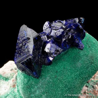Azurite on Malachite