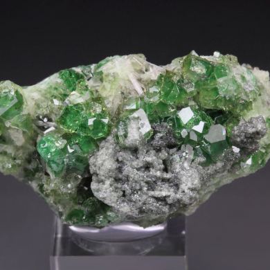 gem GARNET var. GROSSULAR with GREEN CHROMIAN PHANTOMS, CLINOCHLORE