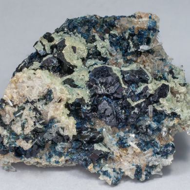 Lazulite with Augelite, Quartz and Siderite