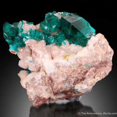 Dioptase on Calcite