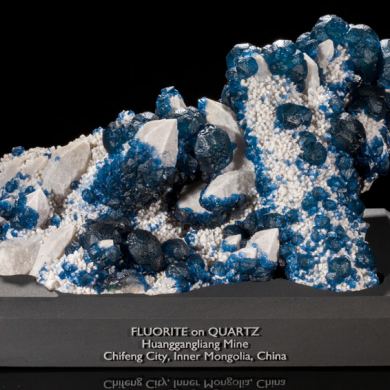Blue Fluorite on White Quartz from China