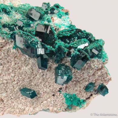 Dioptase on Dolomite with Malachite