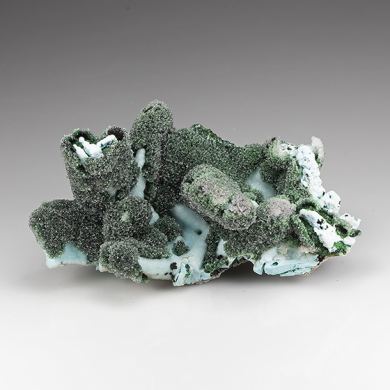 Chrysocolla pseudomorph with Malachite, Quartz