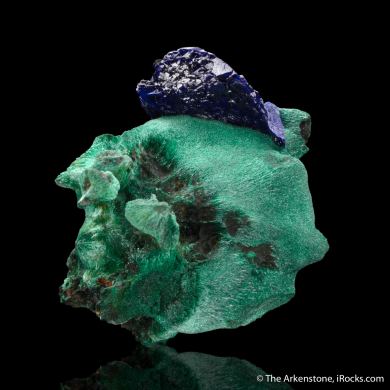 Azurite on chatoyant Malachite
