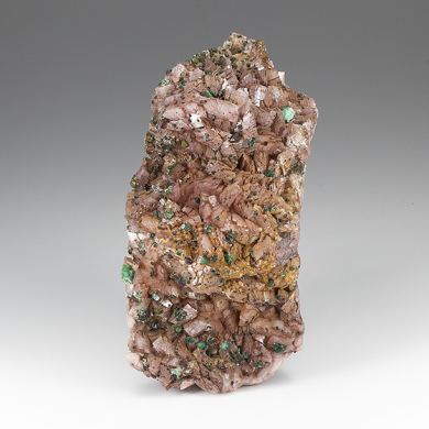 Dolomite with Malachite, Rosasite, Gypsum