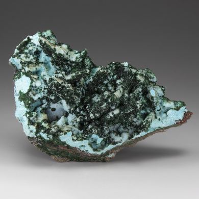 Chrysocolla pseudomorph with Malachite, Quartz