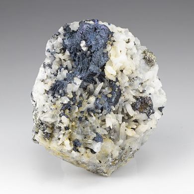 Bornite with Chalcopyrite, Pyrite, Quartz