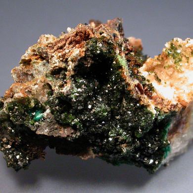 Libethenite with Pseudomalachite