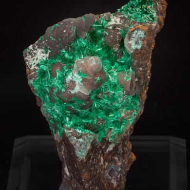 Brochantite with Quartz (variety chalcedony)