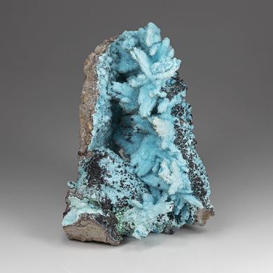 Chrysocolla pseudomorph with Malachite, Quartz