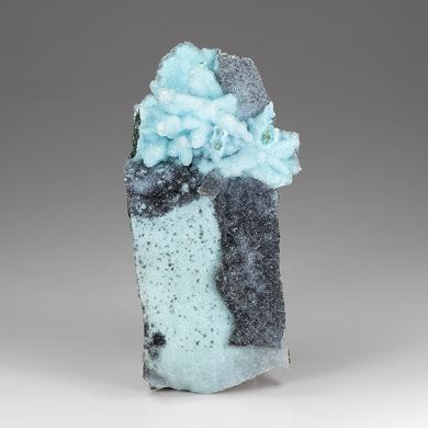 Chrysocolla pseudomorph with Malachite, Quartz