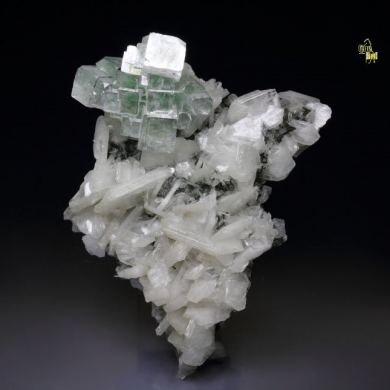 FLUORAPOPHYLLITE-(K) disco ball, STILBITE