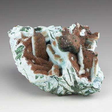 Chrysocolla pseudomorph with Malachite, Quartz