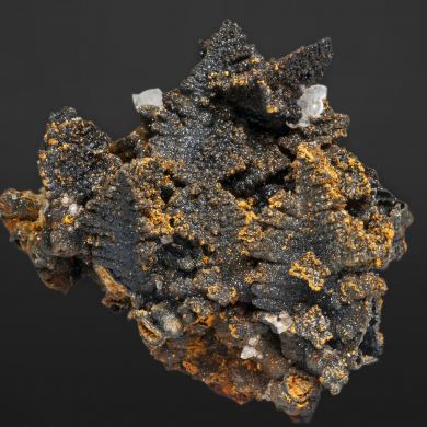 Willemite after Descloizite with Mimetite and Calcite
